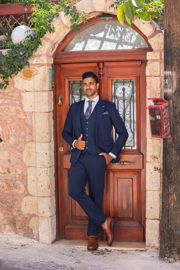 Men's blue suit weekend formal