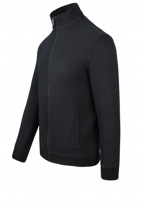 Men's Black Sweatshirt Cardigan