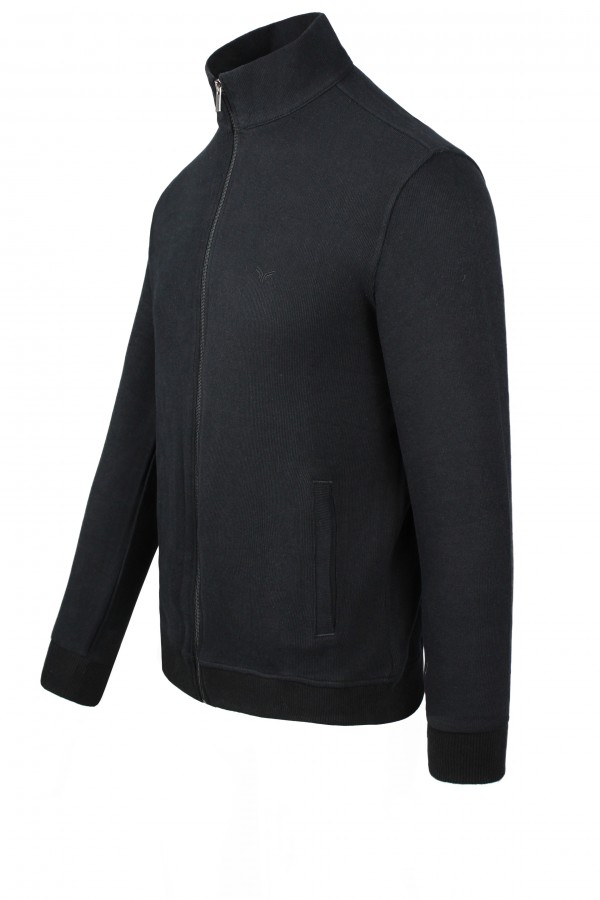 Men's Black Sweatshirt Cardigan