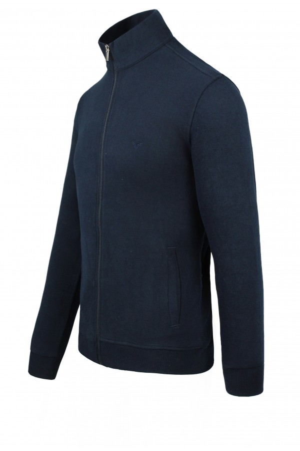 Men's Dark Blue Sweatshirt Cardigan