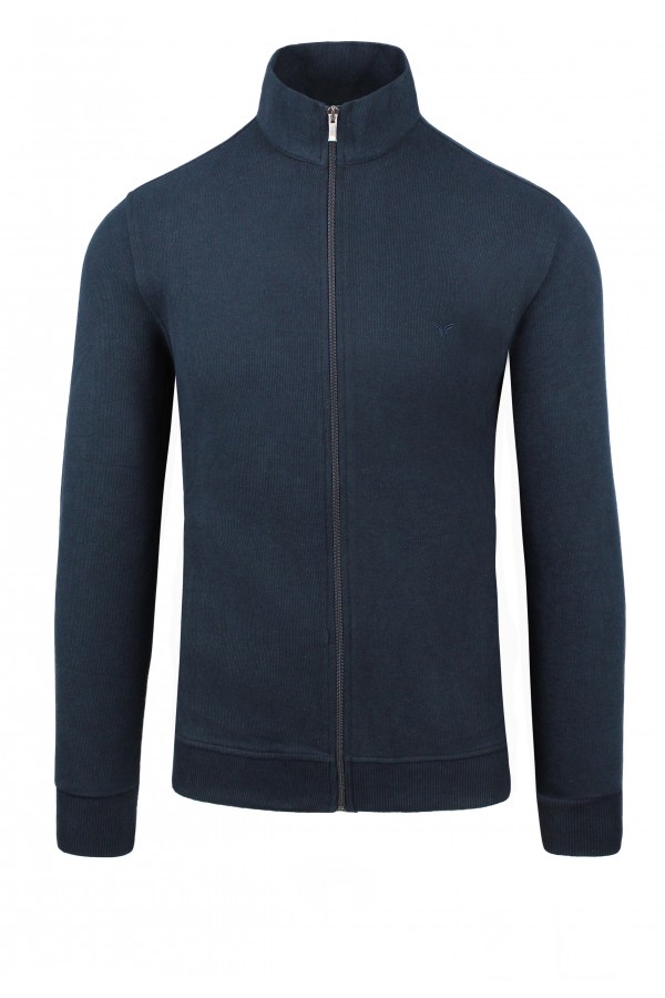 Men's Dark Blue Sweatshirt Cardigan