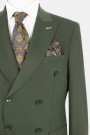 Man's dark green double-breasted suit