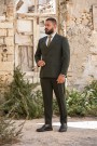 Man's dark green double-breasted suit