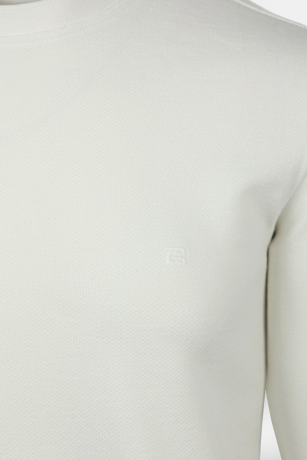 Ανδρική Λευκή Μπλούζα με Σχέδιο Ύφανσης 