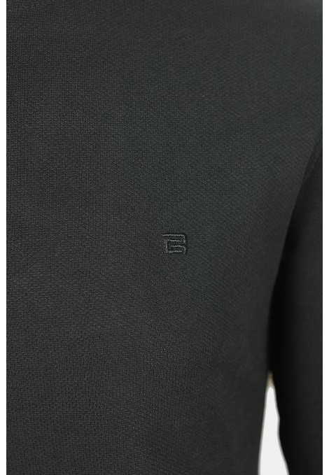 Ανδρική Μαύρη Μπλούζα με Σχέδιο Ύφανσης