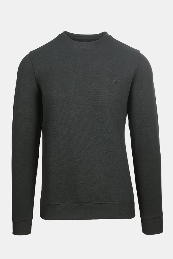 Ανδρική Μαύρη Μπλούζα με Σχέδιο Ύφανσης