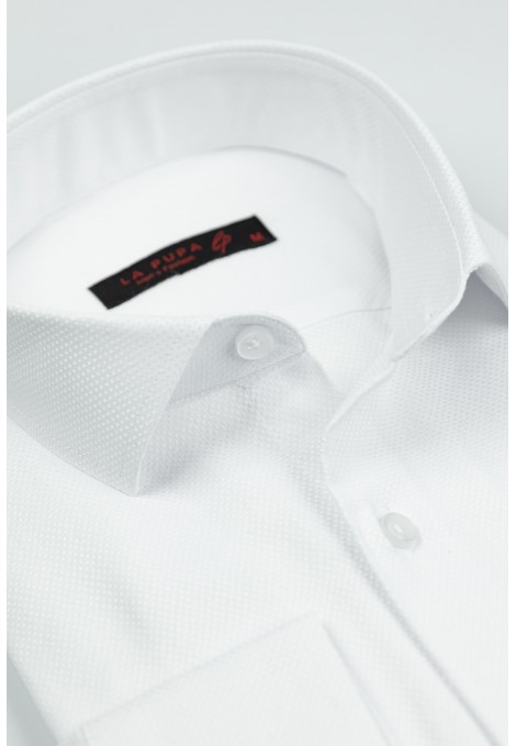 Ανδρικό Επίσημο Λευκό Πουκάμισο Classic Fit- La pupa Signature Weave