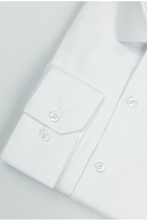 Ανδρικό Επίσημο Λευκό Πουκάμισο Classic Fit- La pupa Signature Weave