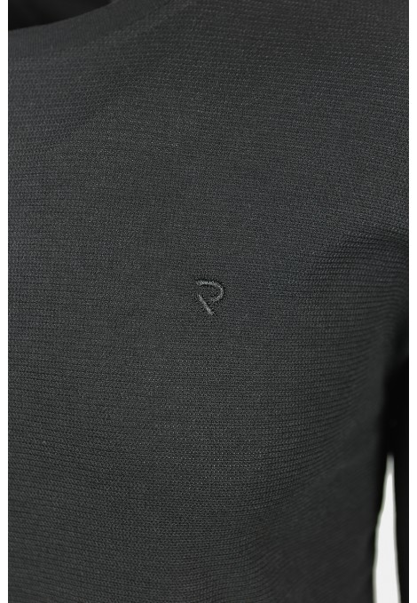 Ανδρική Μαύρη Μπλούζα με Σχέδιο Ύφανσης