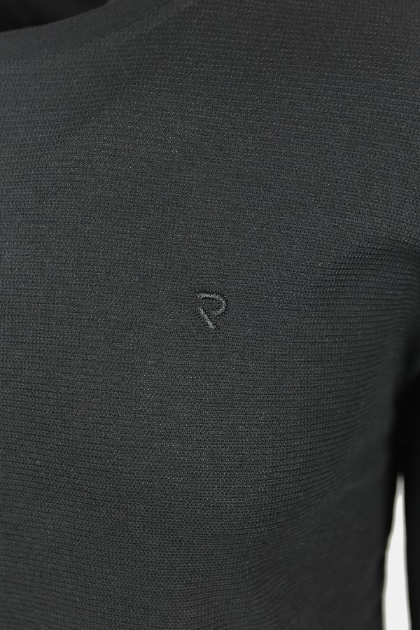 Ανδρική Μαύρη Μπλούζα με Σχέδιο Ύφανσης