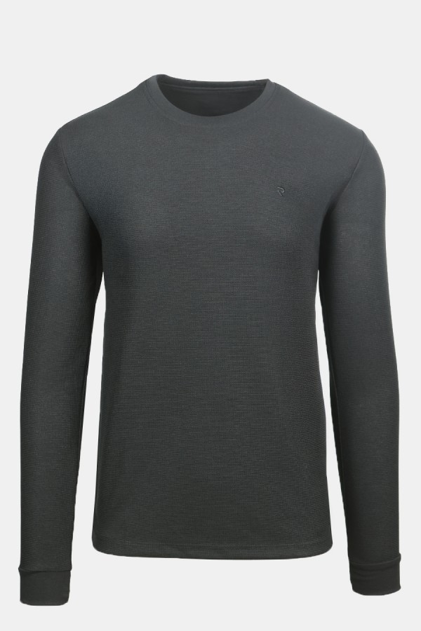 Ανδρική Μαύρη Μπλούζα με Σχέδιο Ύφανσης