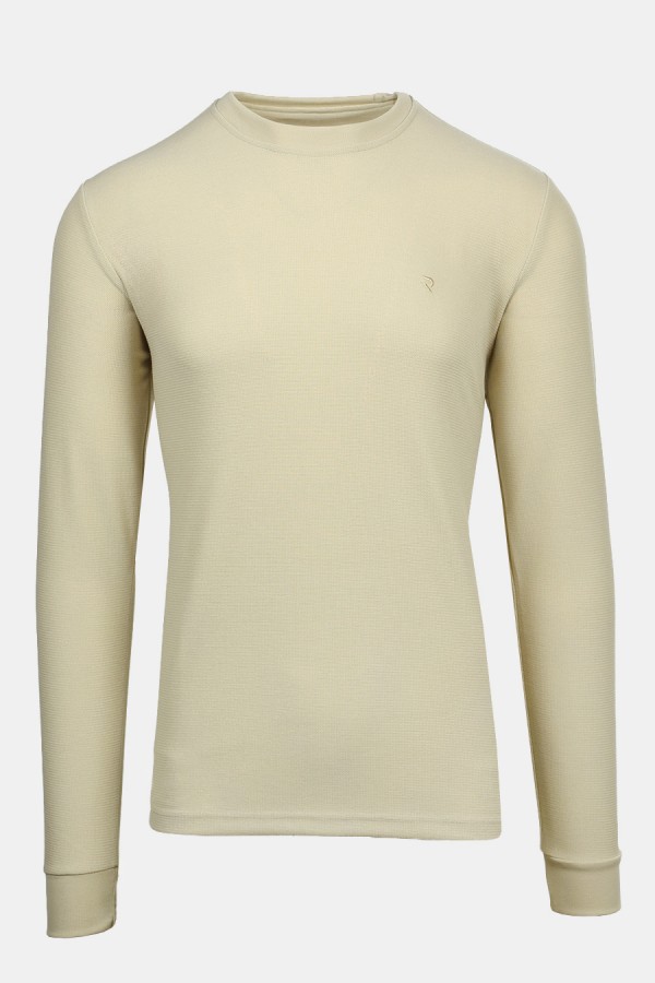 Ανδρική Μπεζ Μπλούζα με Σχέδιο Ύφανσης