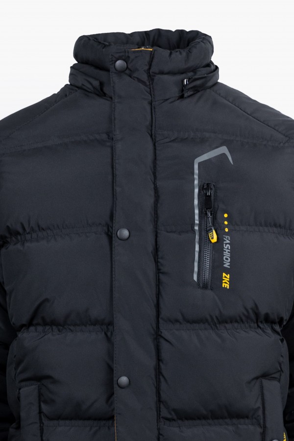 Men's Black Jacket with detachable Hood