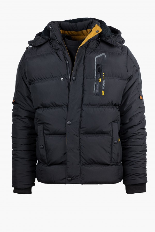 Men's Black Jacket with detachable Hood