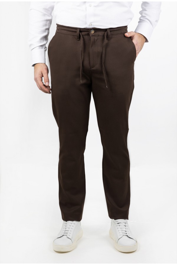 Ανδρικό Καφέ Παντελόνι με Λάστιχο Μέσης- Day to Night