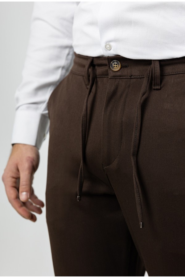 Ανδρικό Καφέ Παντελόνι με Λάστιχο Μέσης- Day to Night