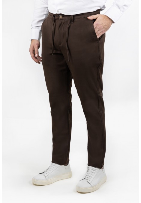 Ανδρικό Καφέ Παντελόνι με Λάστιχο Μέσης- Day to Night