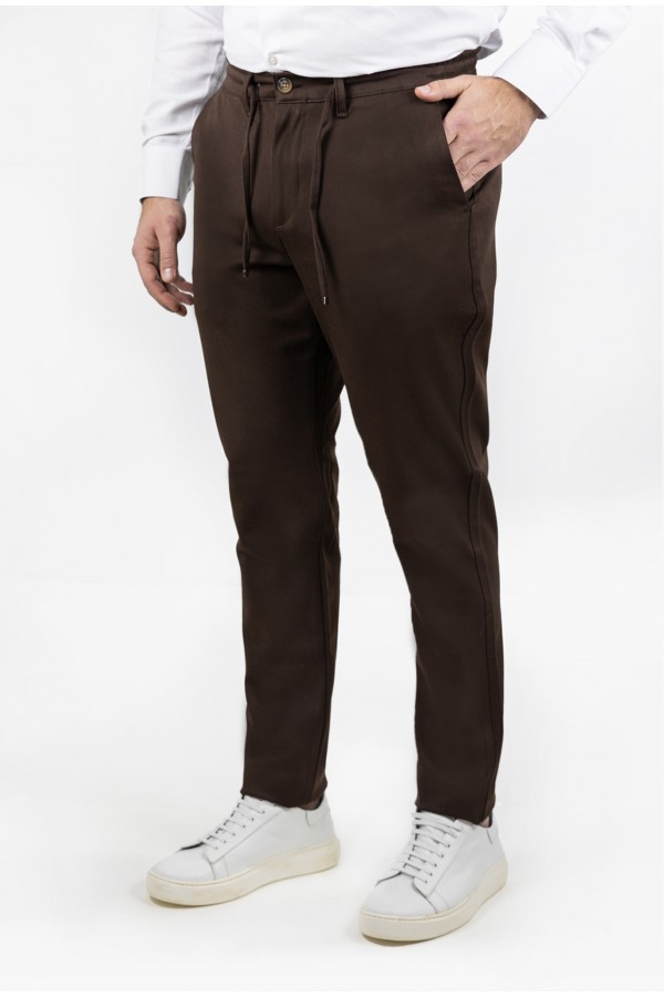 Ανδρικό Καφέ Παντελόνι με Λάστιχο Μέσης- Day to Night