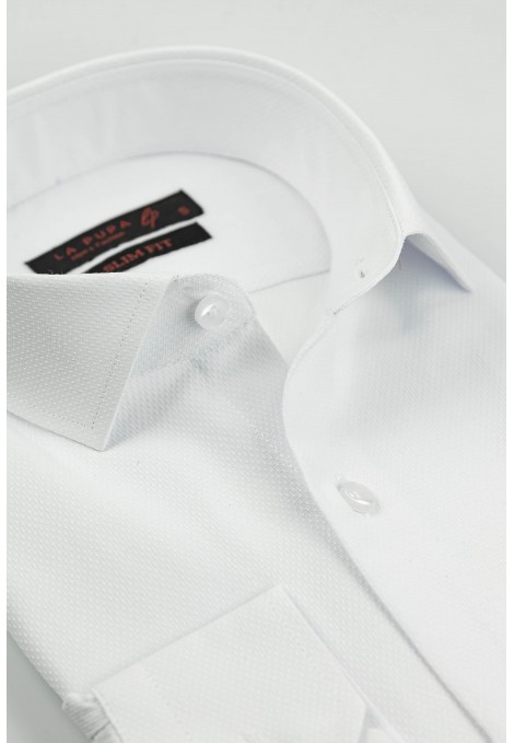 Ανδρικό Επίσημο Λευκό Πουκάμισο - La pupa Signature Weave Slim