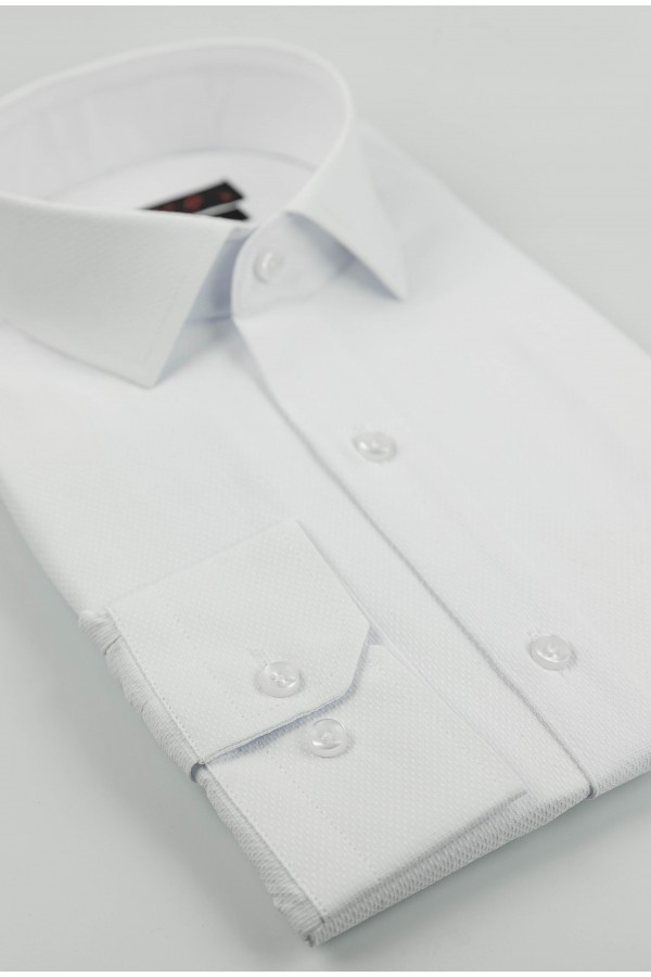 Men's White Formal Shirt - La pupa Signature Weave Slim