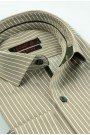 Men's Khaki Striped Shirt Slim Fit