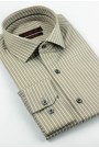 Men's Khaki Striped Shirt Slim Fit