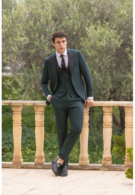 Ανδρικό Γαμπριάτικο Κοστούμι Black Tie -Σκούρο Πράσινο