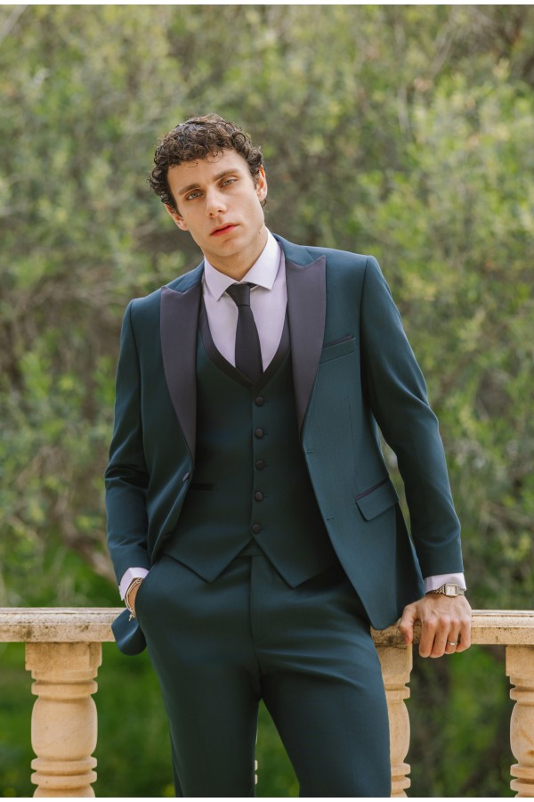 Ανδρικό Γαμπριάτικο Κοστούμι Black Tie -Σκούρο Πράσινο