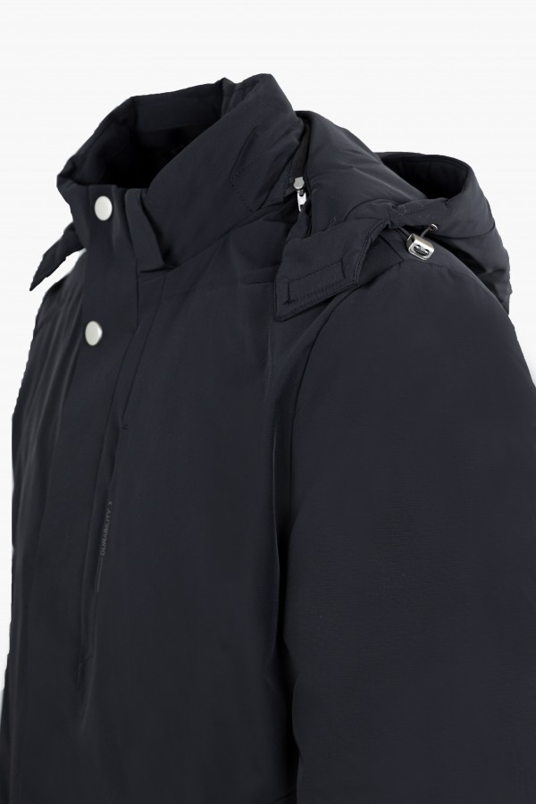 Men's Black Jacket with Removable Hood