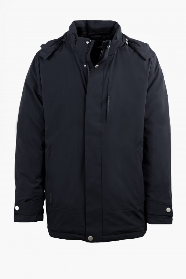 Men's Black Jacket with Removable Hood