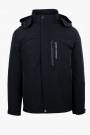 Men's 2 in 1 Waterproof Black Jacket with Removable Hood.