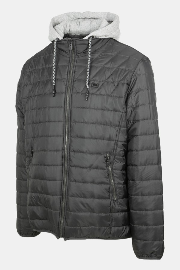 Ανδρικό Μαύρο Μπουφάν με αποσπώμενη Κουκούλα