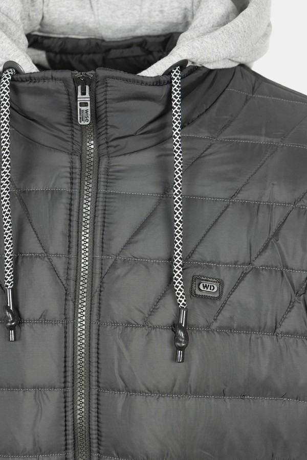 Ανδρικό Μαύρο Μπουφάν με αποσπώμενη Κουκούλα