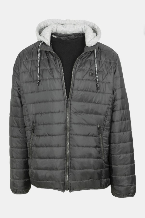 Ανδρικό Μαύρο Μπουφάν με αποσπώμενη Κουκούλα