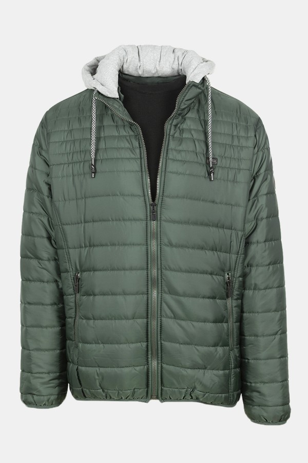 Ανδρικό Πράσινο Μπουφάν με αποσπώμενη Κουκούλα