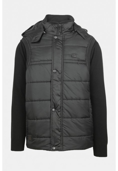 Ανδρικό Μαύρο Αμάνικο Μπουφάν με Αποσπώμενη Κουκούλα