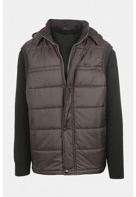 Ανδρικό Μπορντό Αμάνικο Μπουφάν με Αποσπώμενη Κουκούλα