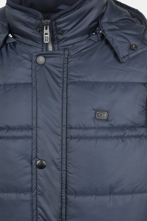 Ανδρικό Σκούρο Μπλε Αμάνικο Μπουφάν με Αποσπώμενη Κουκούλα