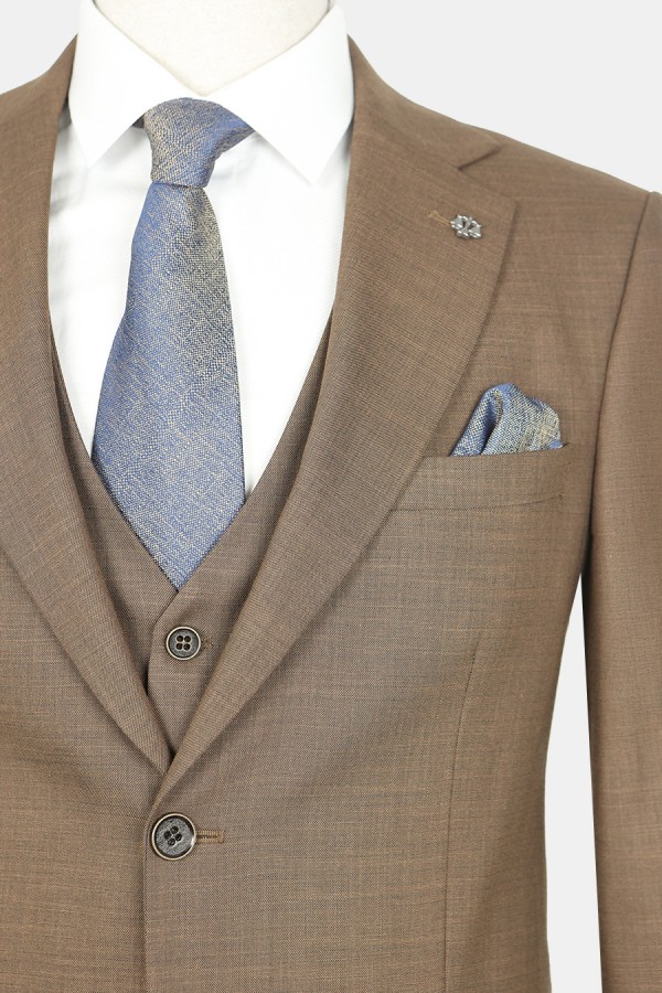 Men's Brown Suit Mixed Wool