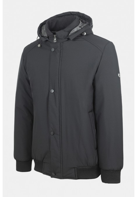 Ανδρικό Μαύρο Μπουφάν με Αποσπώμενη Κουκούλα 