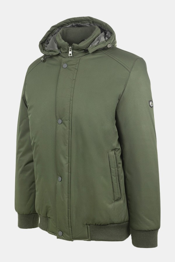 Ανδρικό Πράσινο Μπουφάν με Αποσπώμενη Κουκούλα 