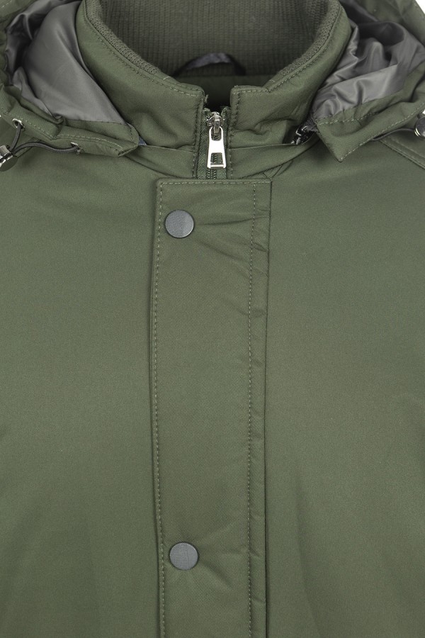 Ανδρικό Πράσινο Μπουφάν με Αποσπώμενη Κουκούλα 
