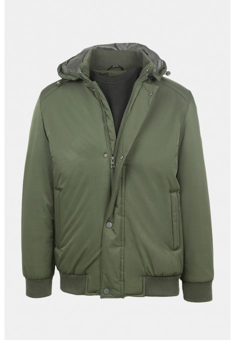 Ανδρικό Πράσινο Μπουφάν με Αποσπώμενη Κουκούλα 