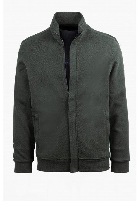 Men's Hidden-Zip Sweatshirt Cardigan in Green
