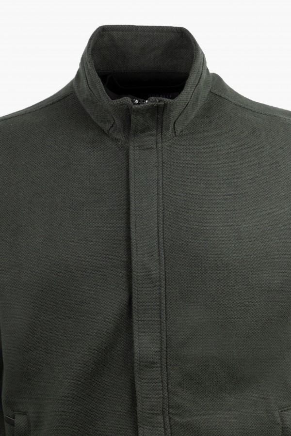 Men's Hidden-Zip Sweatshirt Cardigan in Green