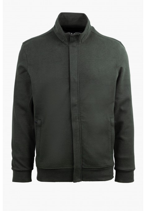 Men's Hidden-Zip Sweatshirt Cardigan in Green