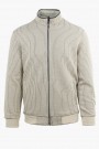 Men's Sweatshirt Cardigan with Textured Weave in Beige 