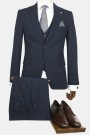Ανδρικό Σκούρο Mπλε Κοστούμι Mixed Wool