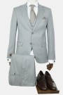 Men's Light Grey Suit Mixed Wool