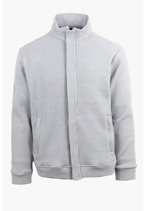 Men's Hidden-Zip Sweatshirt Cardigan in Light Grey